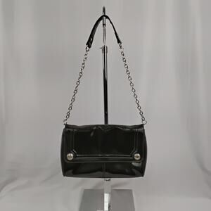 Franco Sarto Black Patent Clutch with removable strap